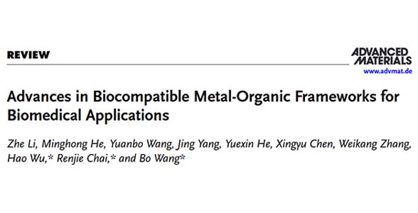 成果发表丨宣武神外吴浩教授在Advanced Materials发表综述型文章 总结生物相容性金属有机框架的生物医学应用最新进展